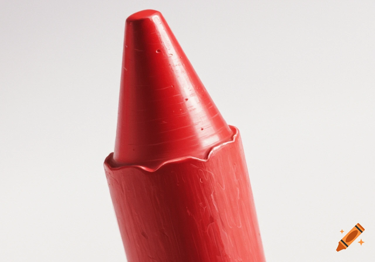 Close-up of a red crayon tip and body