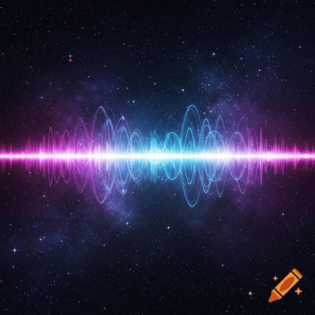Colorful sound waves against a starry night sky.