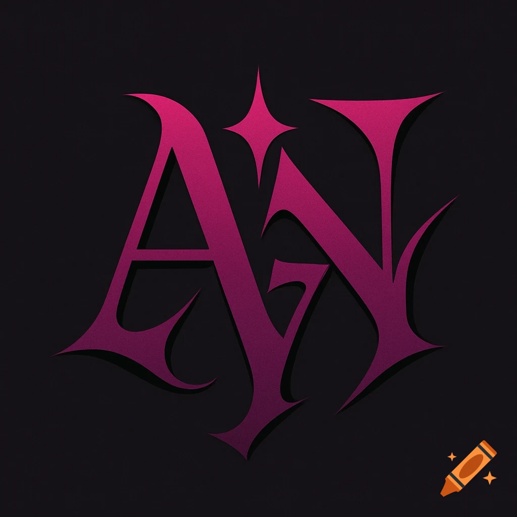 Dark pink and purple stylized logo featuring the letters A and N with a hidden 7, on a black background.