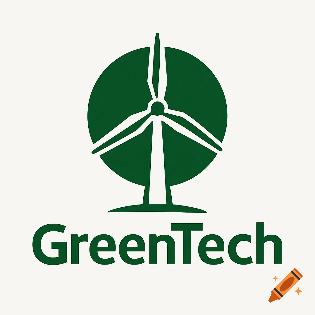 GreenTech logo with wind turbine silhouette