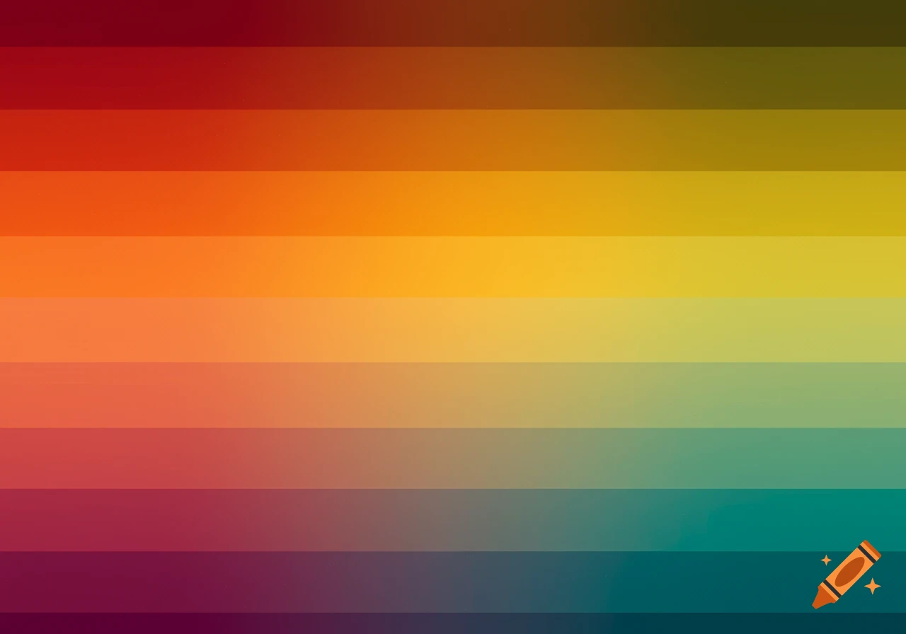 A horizontal color gradient with bands fading from red through orange and yellow to green and teal.