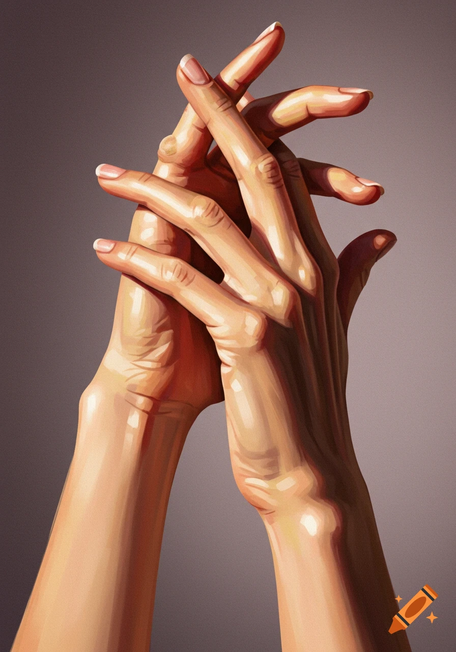 Two hands intertwined.