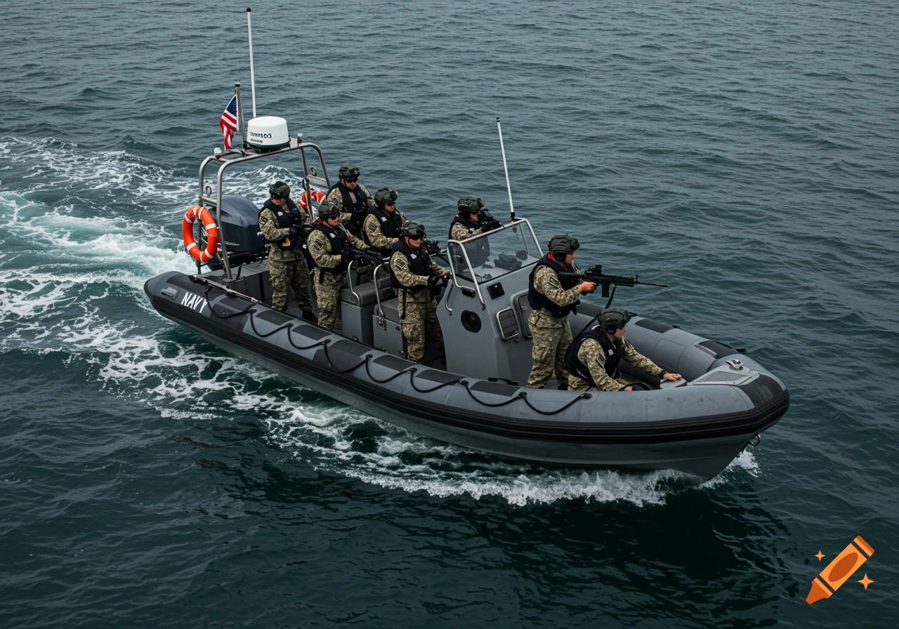 Navy soldiers on a boat