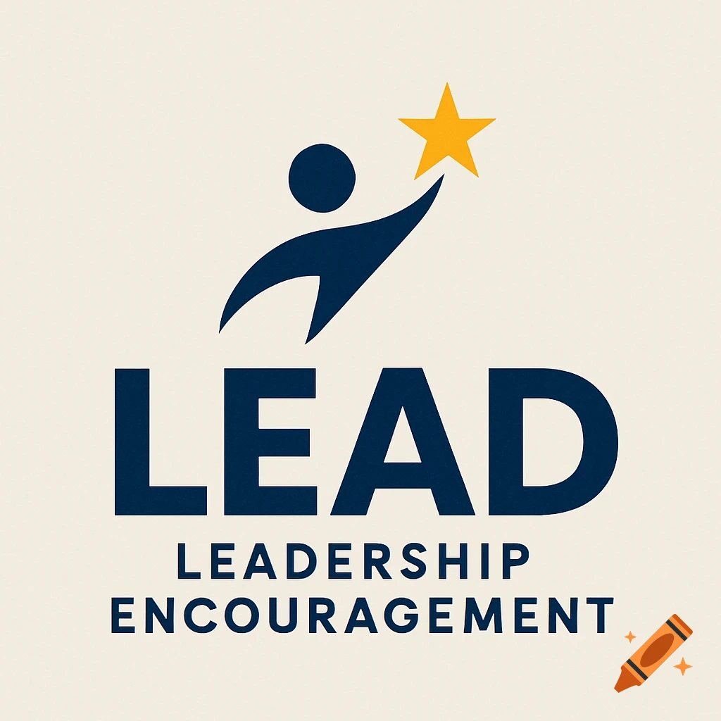 Logo of a stylized figure reaching for a star above the words LEAD LEADERSHIP ENCOURAGEMENT.