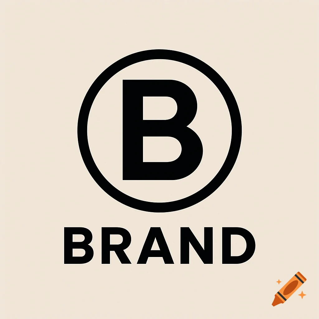 A black letter B inside a circle above the word BRAND on a light background.