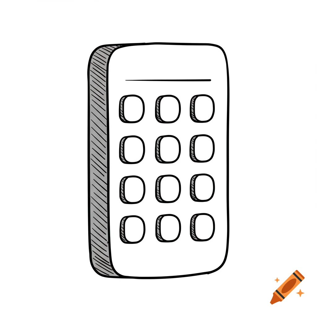 A black and white sketch illustration of a keypad.