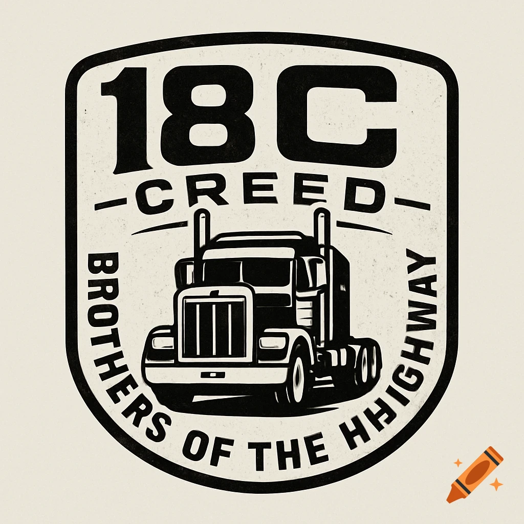 Logo featuring a semi-truck with the text "18C Creed Brothers of the Highway".
