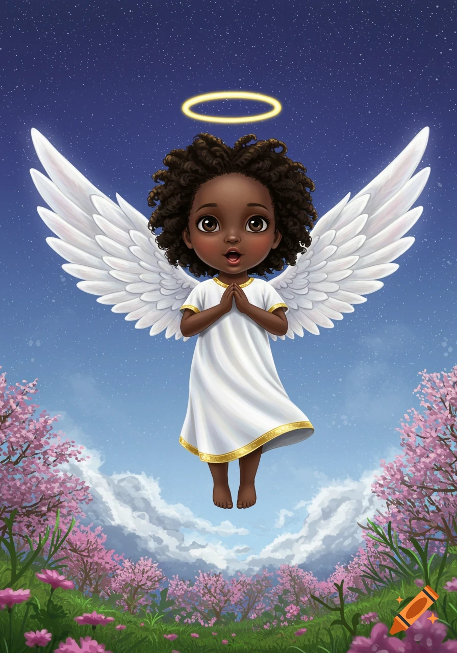 Sleeping Black Baby Angel 24543302 PNG, image size:896x1280