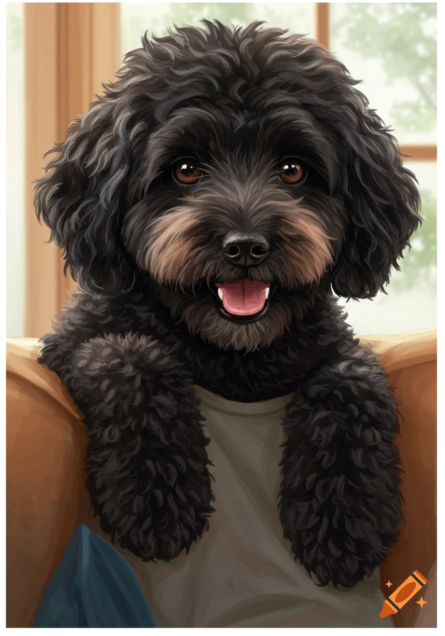 A black dog with brown accents leaning on a chair.
