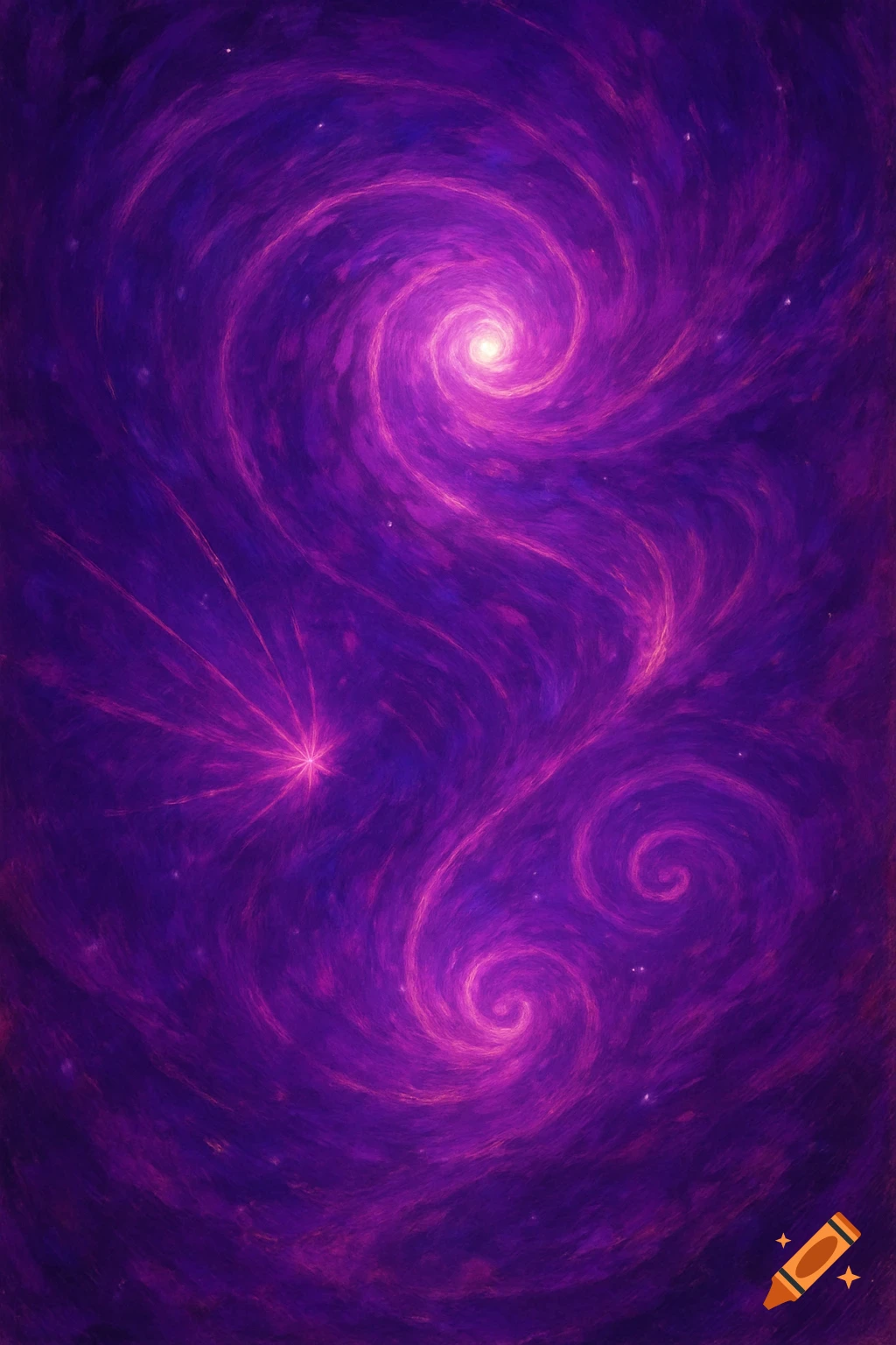 Swirling purple and pink abstract cosmic design