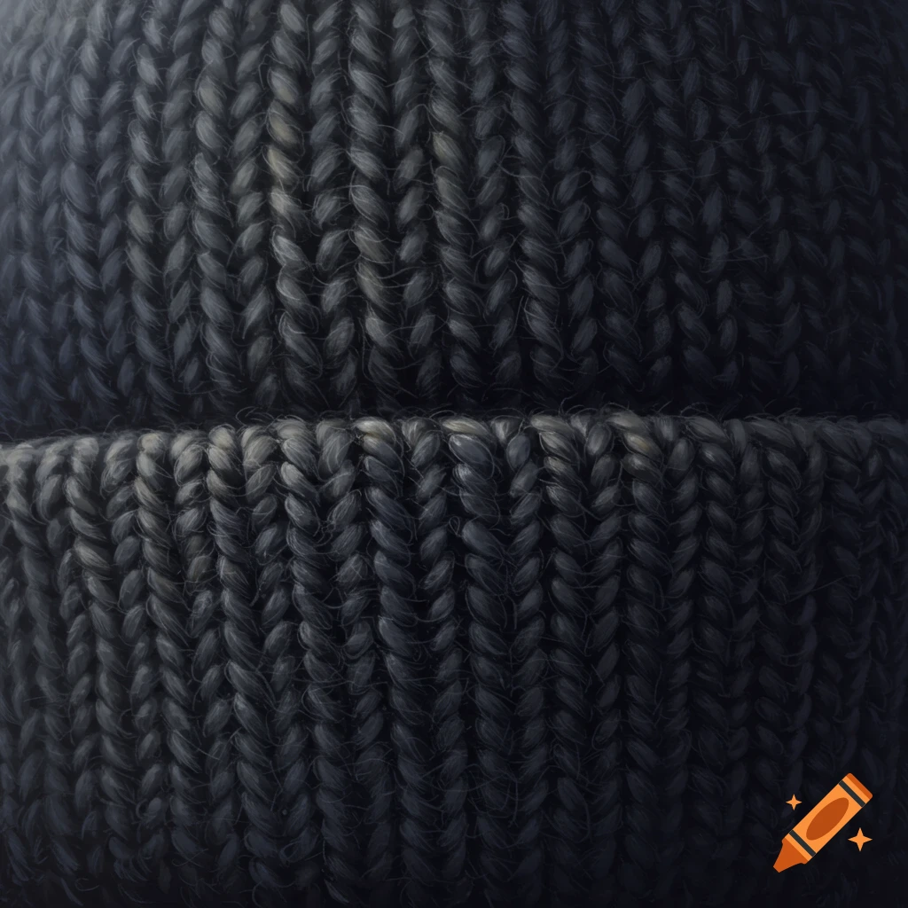 Close-up of dark grey knitted fabric texture.