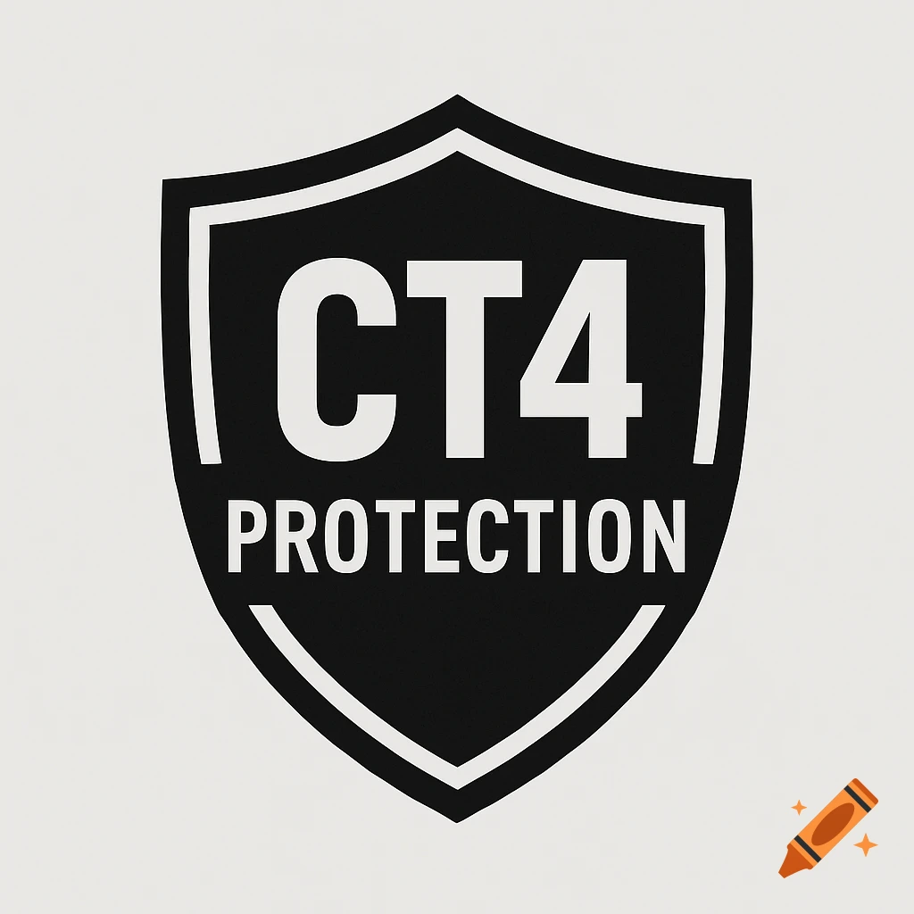 A black shield logo with the white text CT4 above PROTECTION.