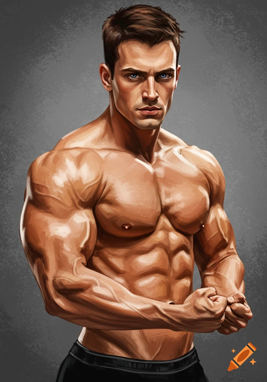 Muscular man flexing.