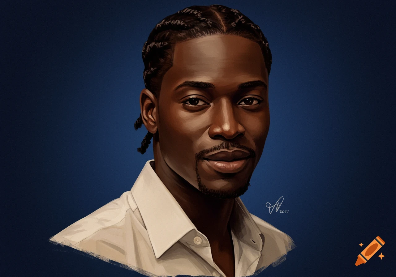 Portrait of a Black man with braids