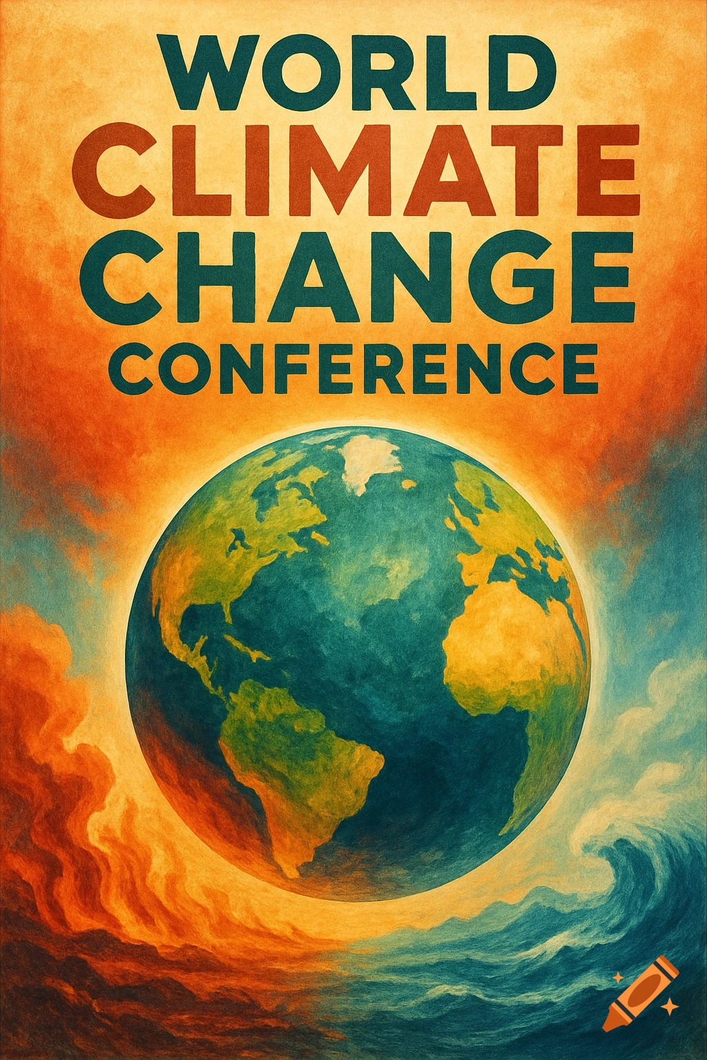 Poster for world climate change conference with globe