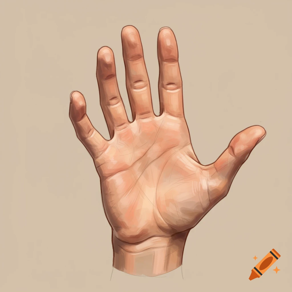 Close-up illustration of an open hand.