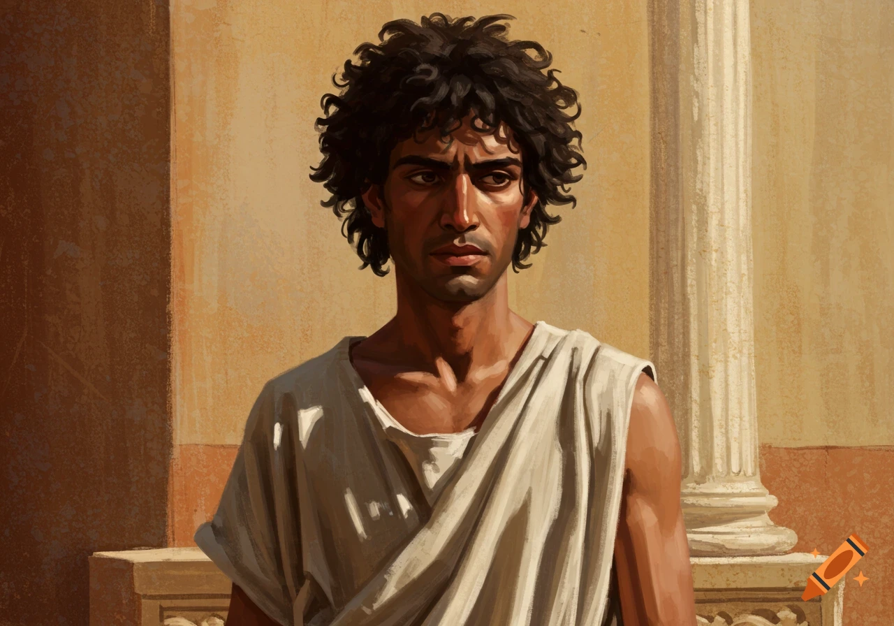 A man in Roman-style clothing
