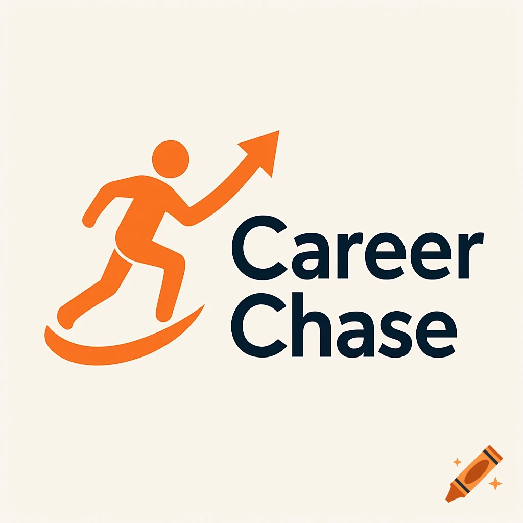 Logo for Career Chase with an orange running figure and an upward arrow