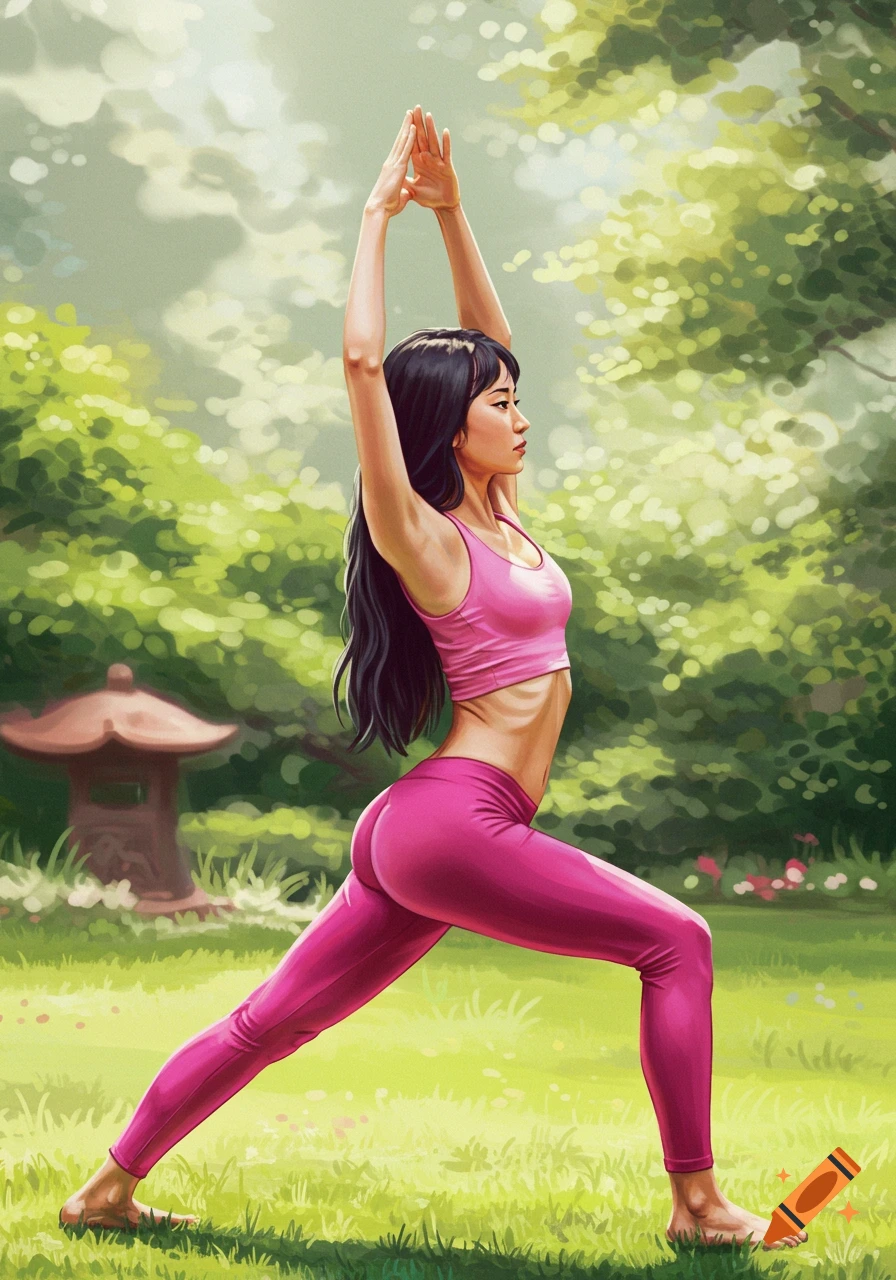 A woman doing yoga in a park