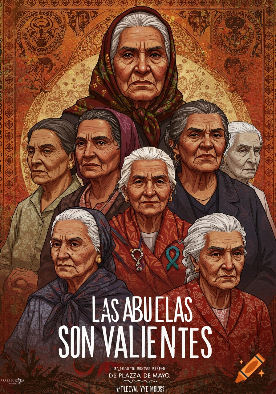 Several older women with the text LAS ABUELAS SON VALIENTES.