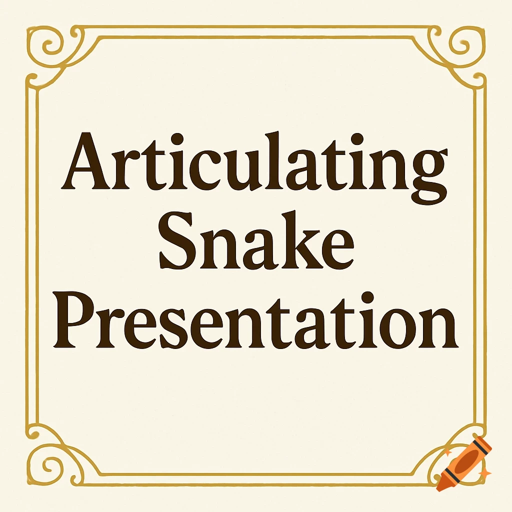 Articulating snake presentation title with golden outline on Craiyon