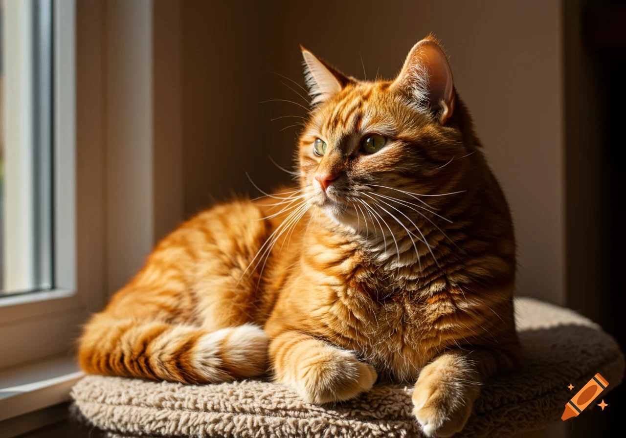 Orange tabby cat lying in sunlight