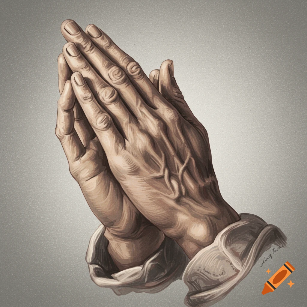 Two hands clasped in prayer.