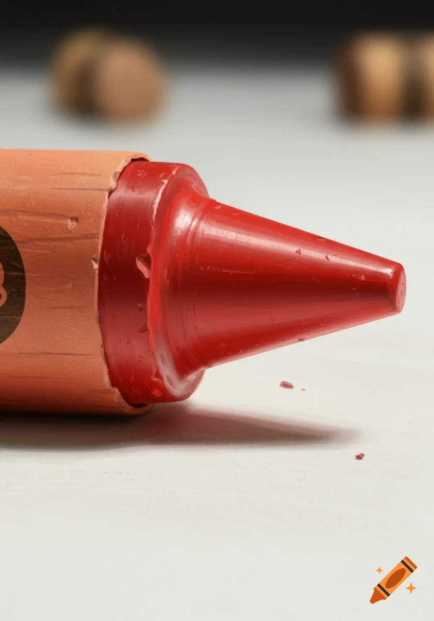 Close-up of the tip of a red crayon.