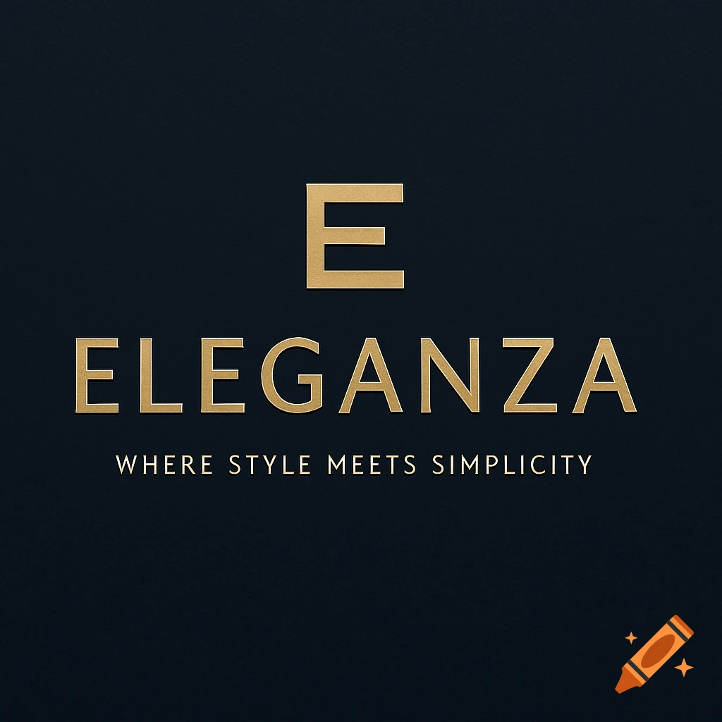 A gold logo with the letter E above the word ELEGANZA, with the tagline WHERE STYLE MEETS SIMPLICITY below, on a dark background.