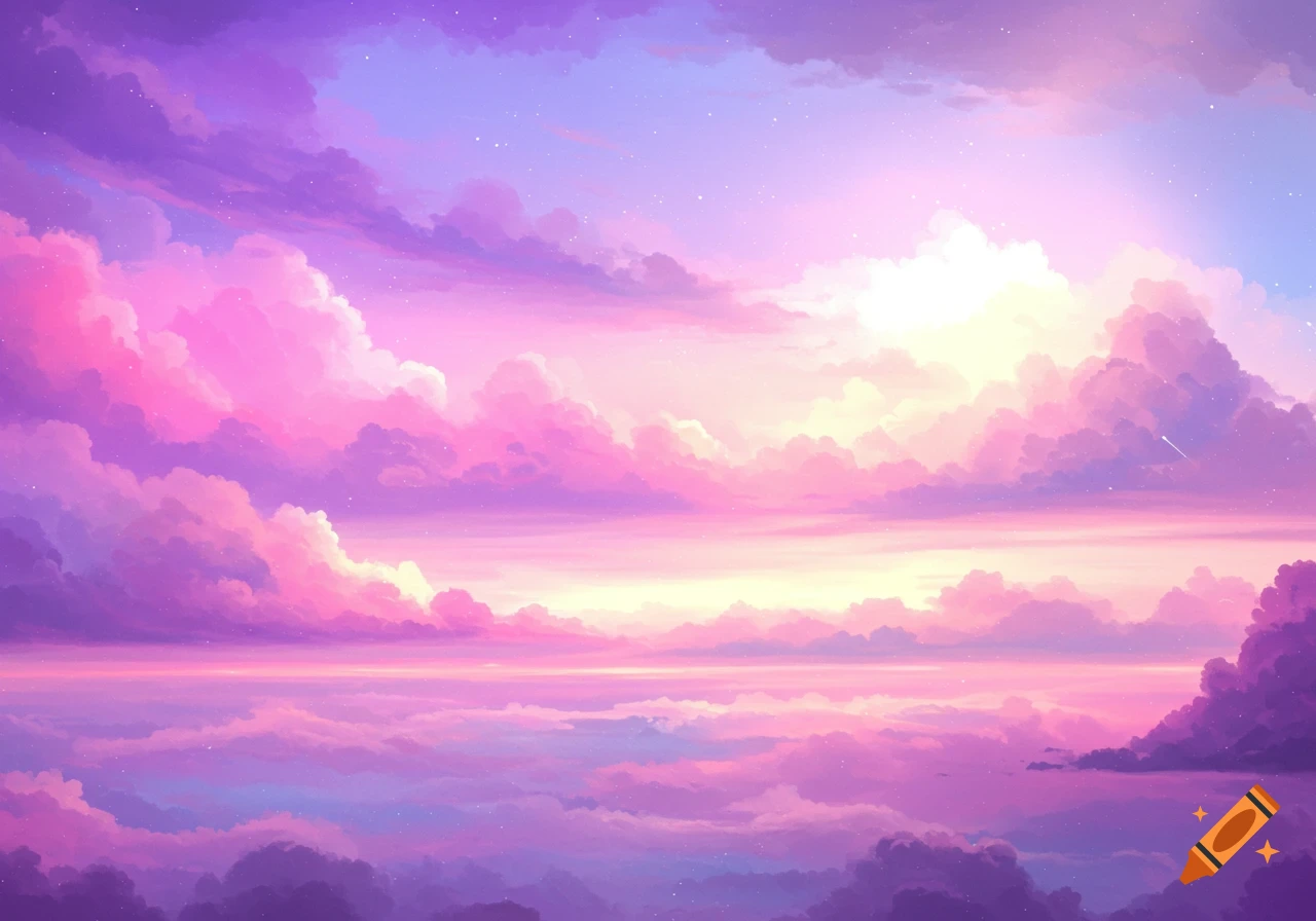 Stylized pink and purple clouds at sunrise or sunset