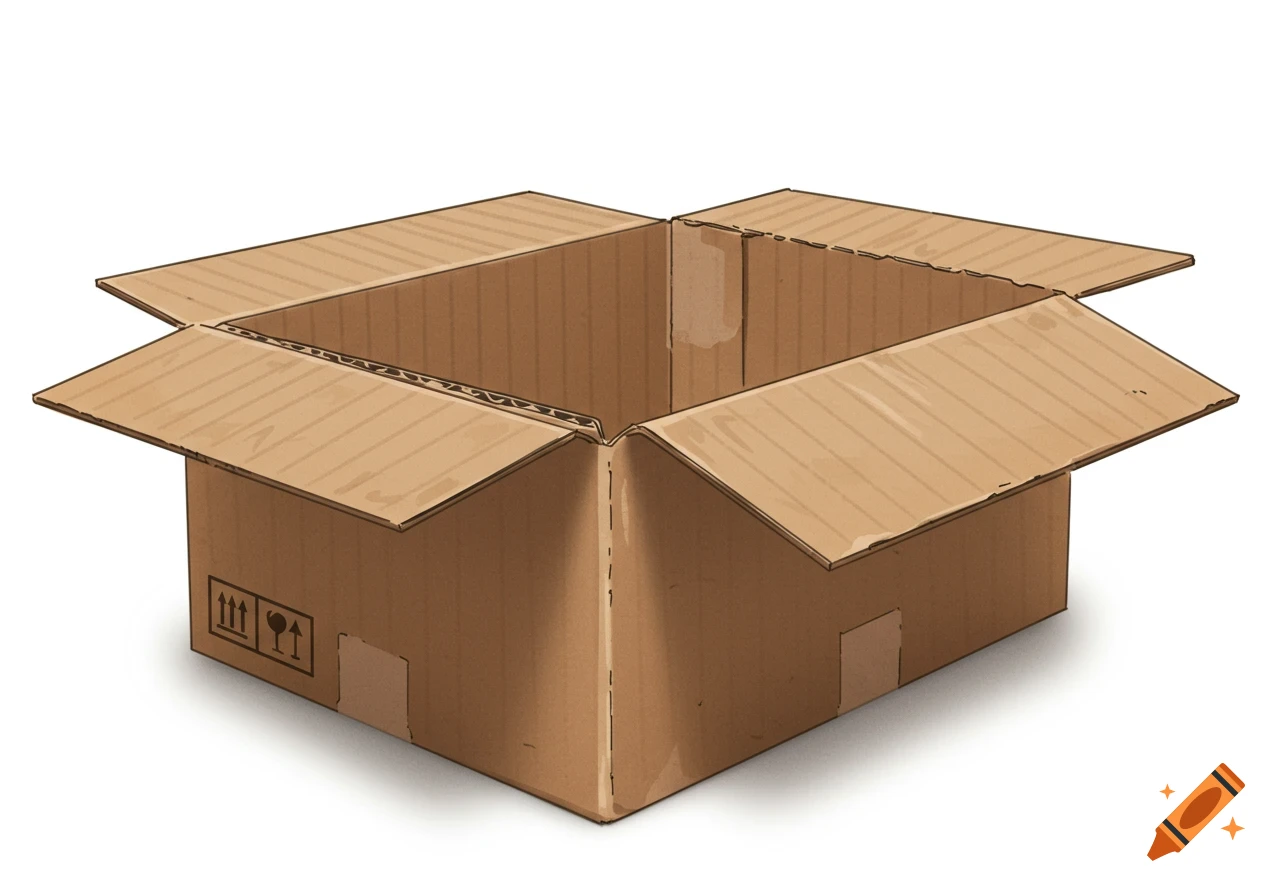 An open cardboard box illustration