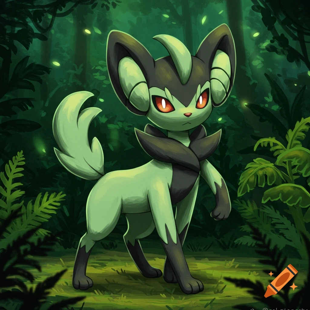 Meowscarada is in a forest.
