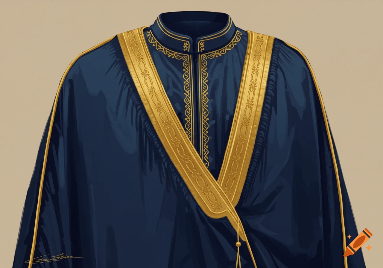A blue Thobe with gold trim