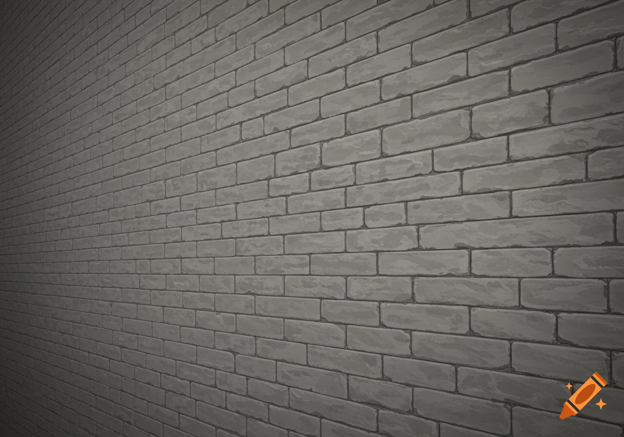 A grey brick wall texture viewed at an angle.