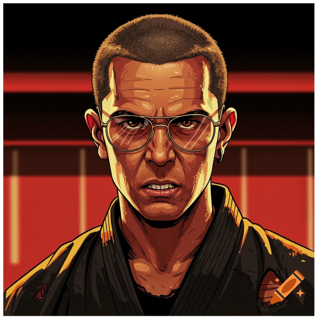 Portrait of a man with glasses and a buzzcut in a black uniform.