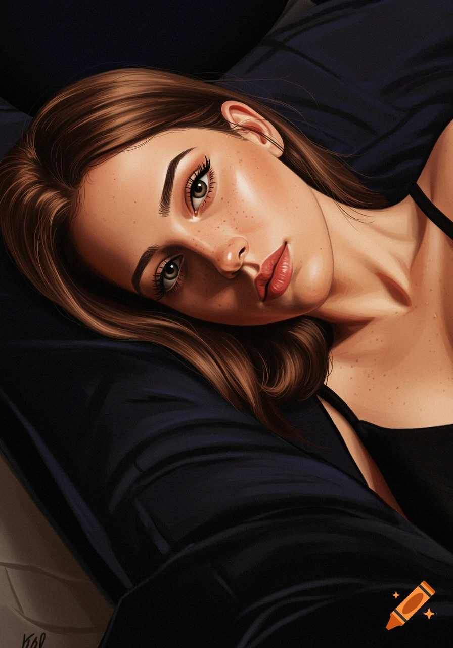 Portrait of a young woman with freckles.