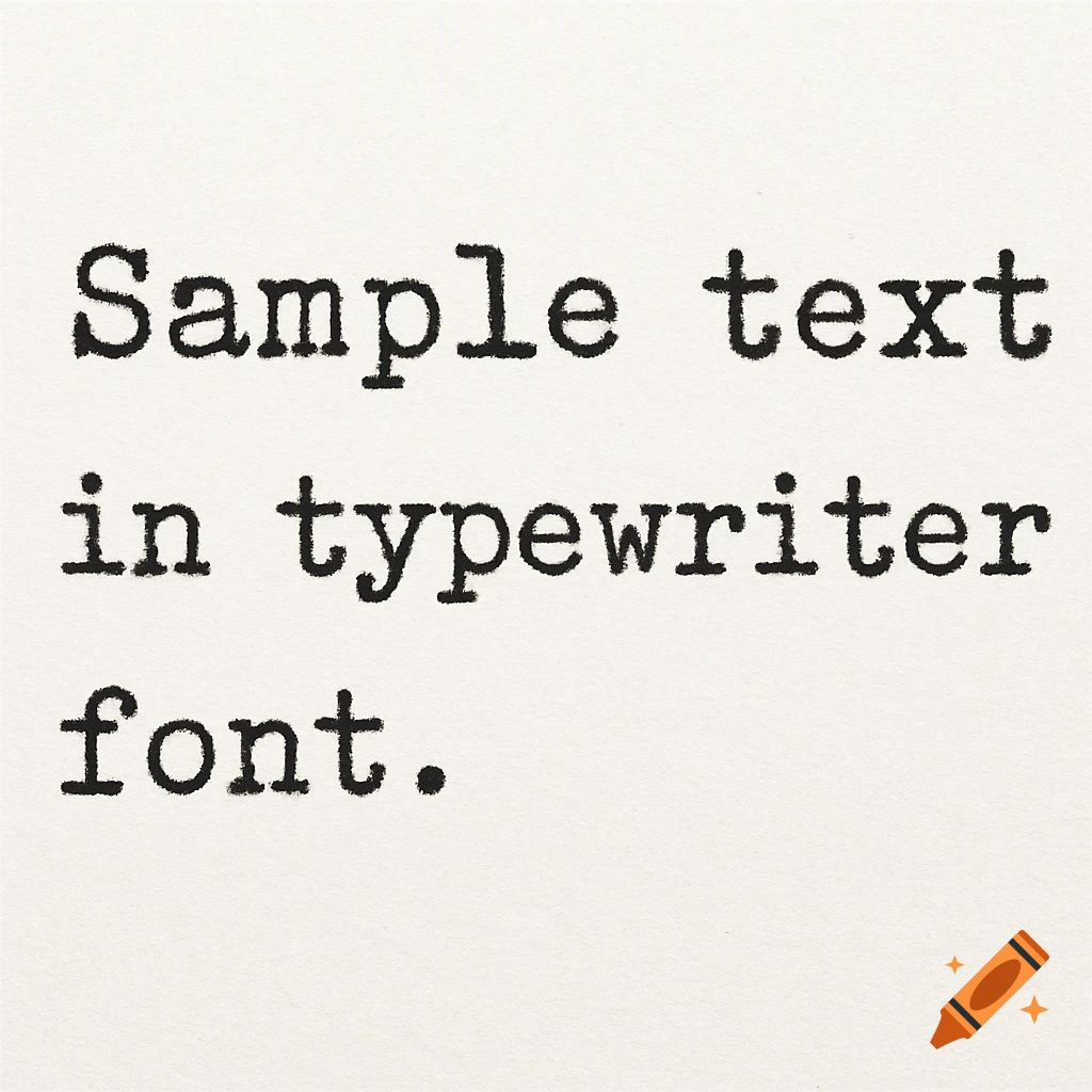 Text reading 'Sample text in typewriter font.' in a vintage typewriter font on paper.