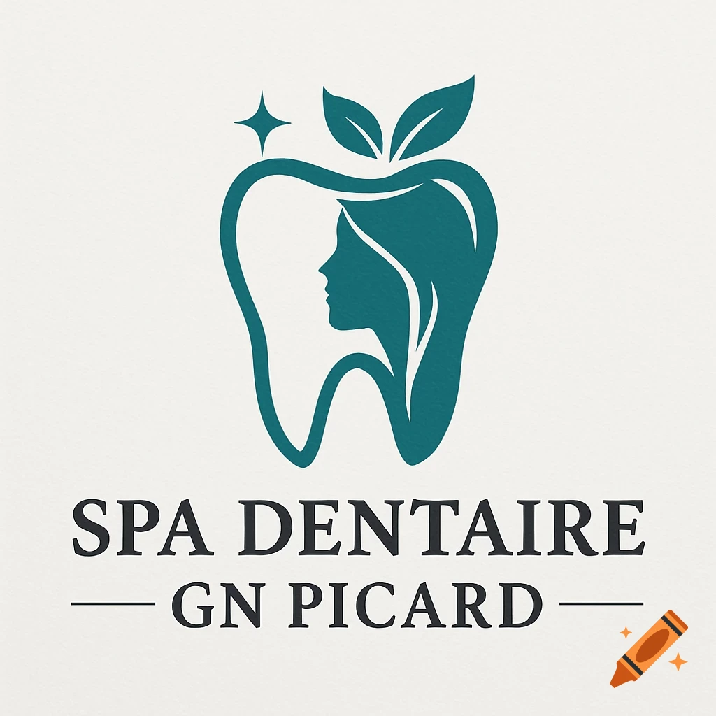 Logo of a tooth with a woman's profile and leaves, text says 'Spa Dentaire GN Picard'.