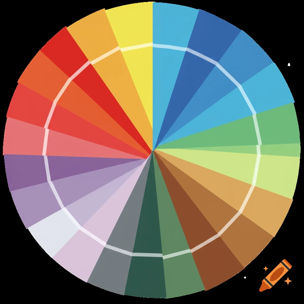 A colorful color wheel on a black background