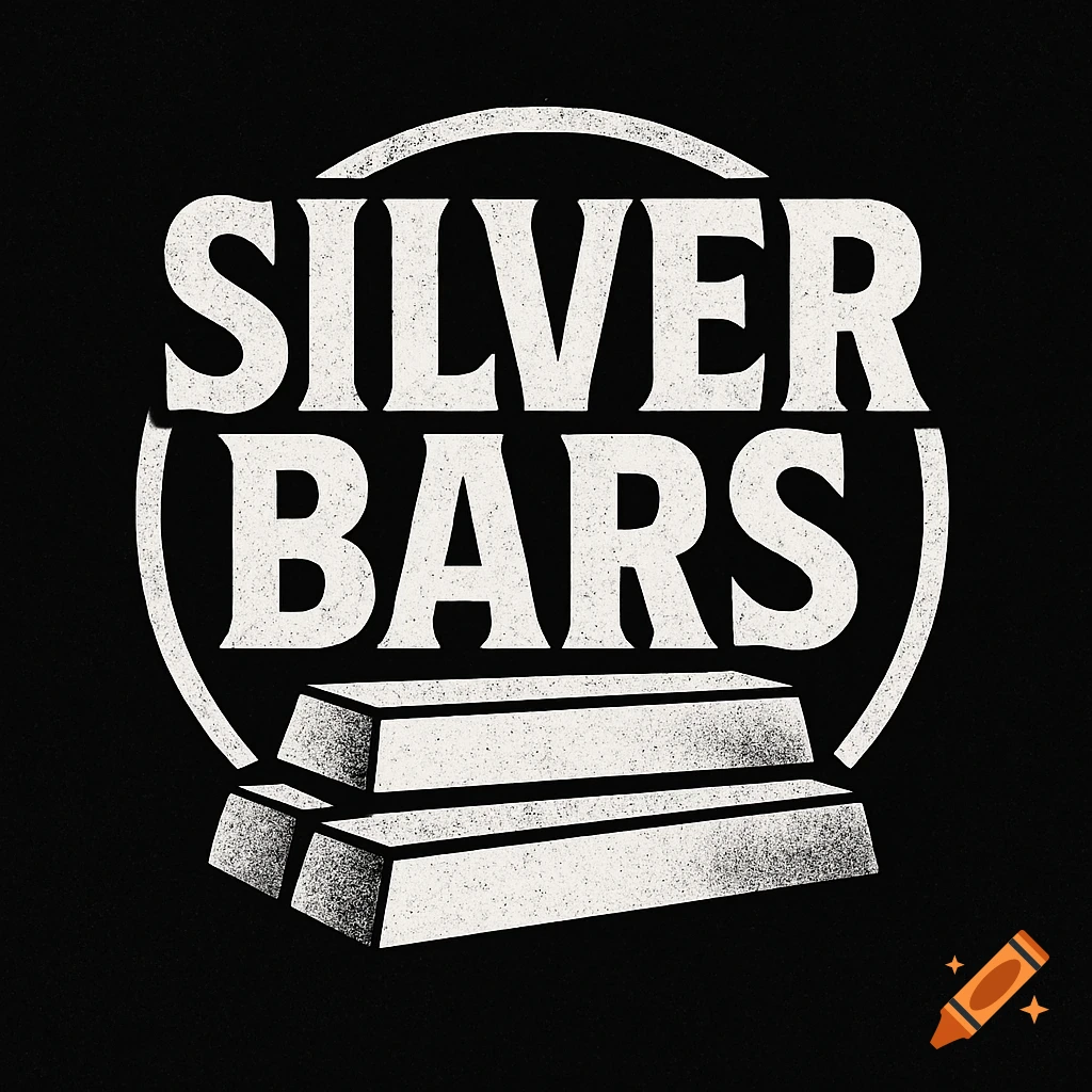 Black and white logo with distressed text 'SILVER BARS' and three stacked silver bars within a circle.