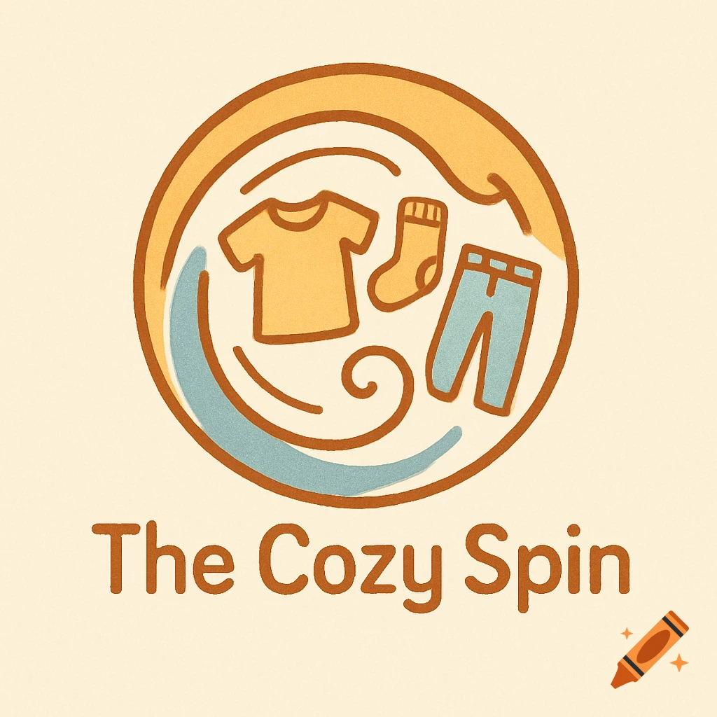 Logo for The Cozy Spin with clothing items inside a swirling circle.