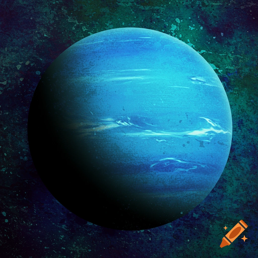Grunge style depiction of the planet Neptune in space.