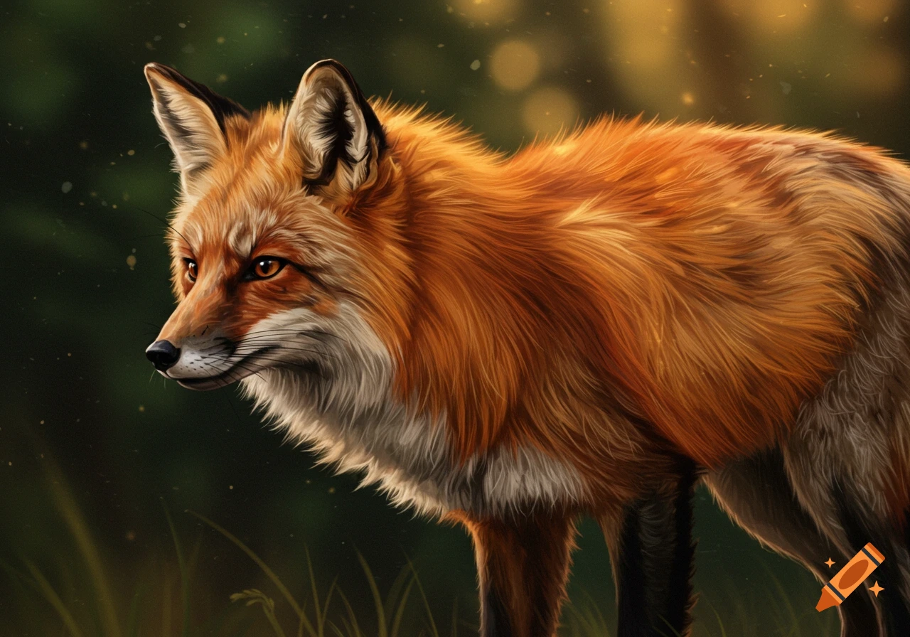 Realistic painting of a red fox portrait