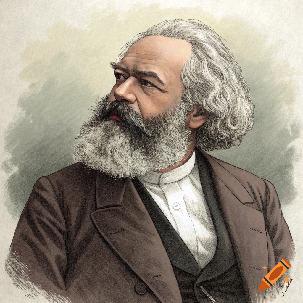 Color illustration of Karl Marx.
