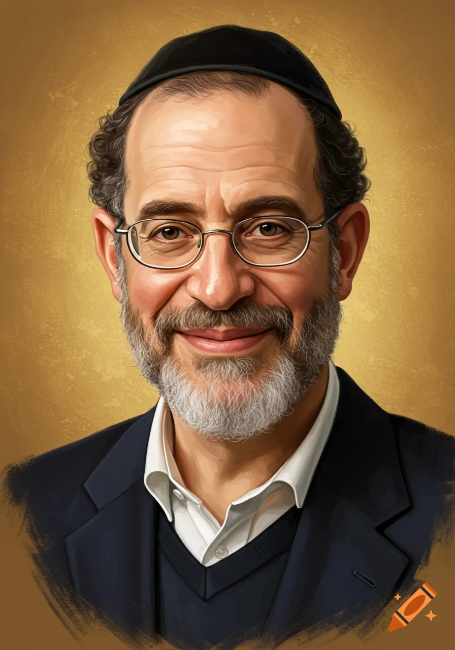 Digital painting portrait of a man wearing glasses and a yarmulke