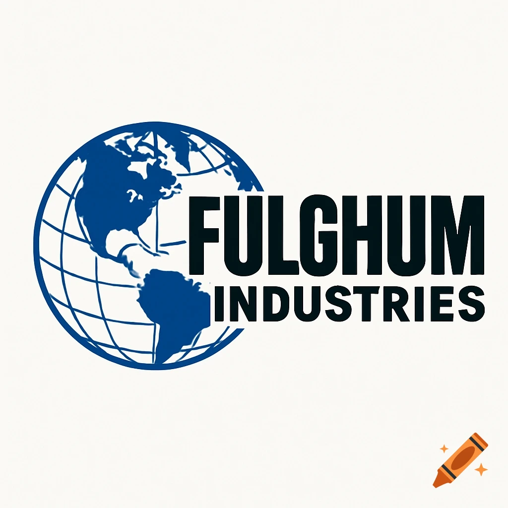 Logo with a blue globe and black text 'FULGHUM INDUSTRIES'.