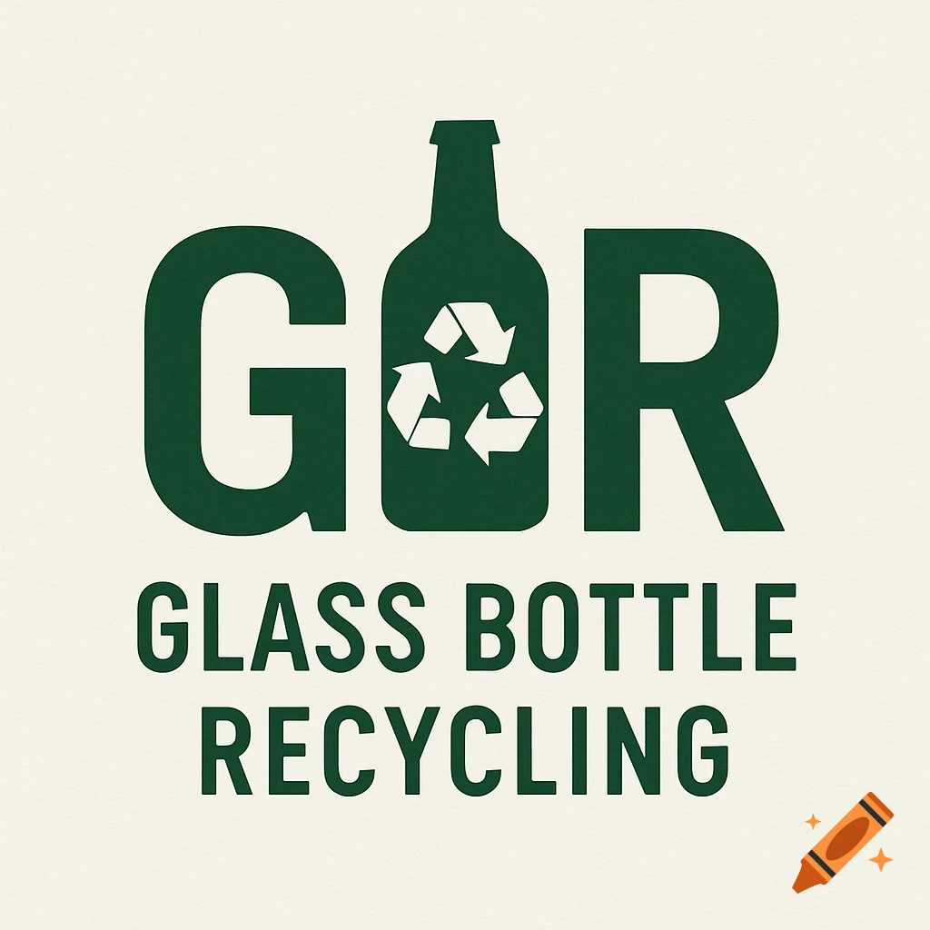 Glass Bottle Recycling logo with initials GBR represented by a G, a bottle icon with recycling symbol, and an R.