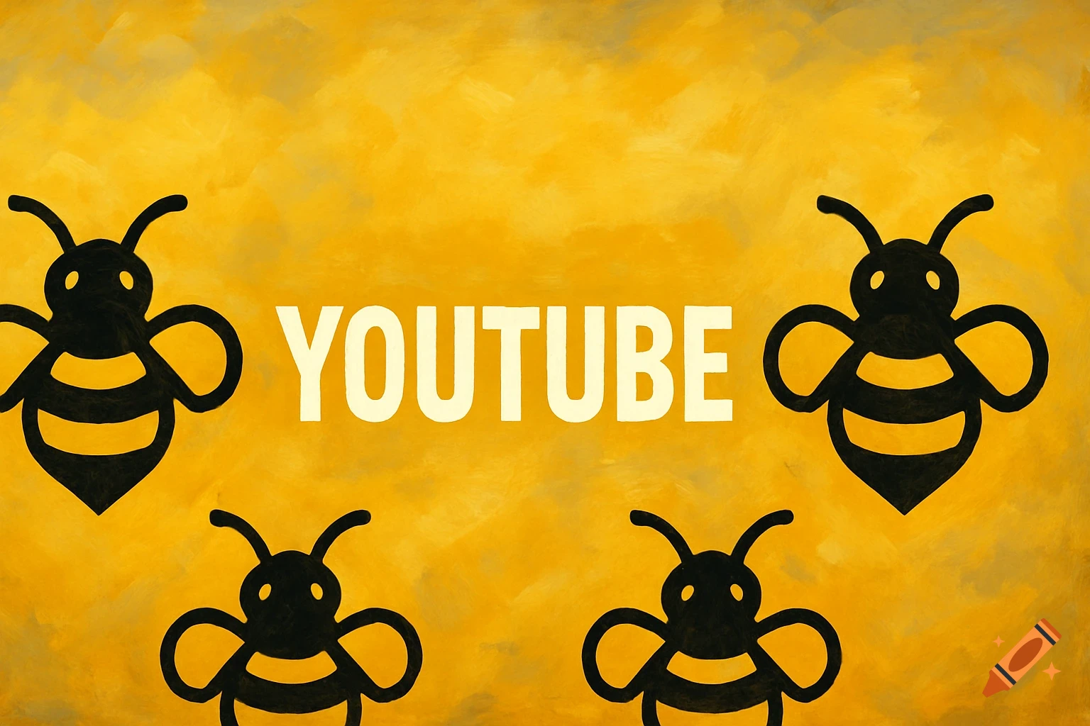 Stylized bees surround the word YOUTUBE on a yellow background.