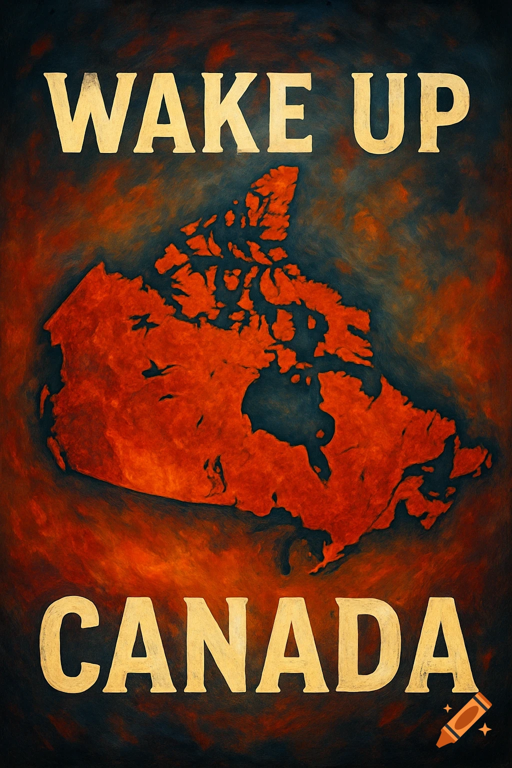 Poster with map of Canada and text WAKE UP CANADA