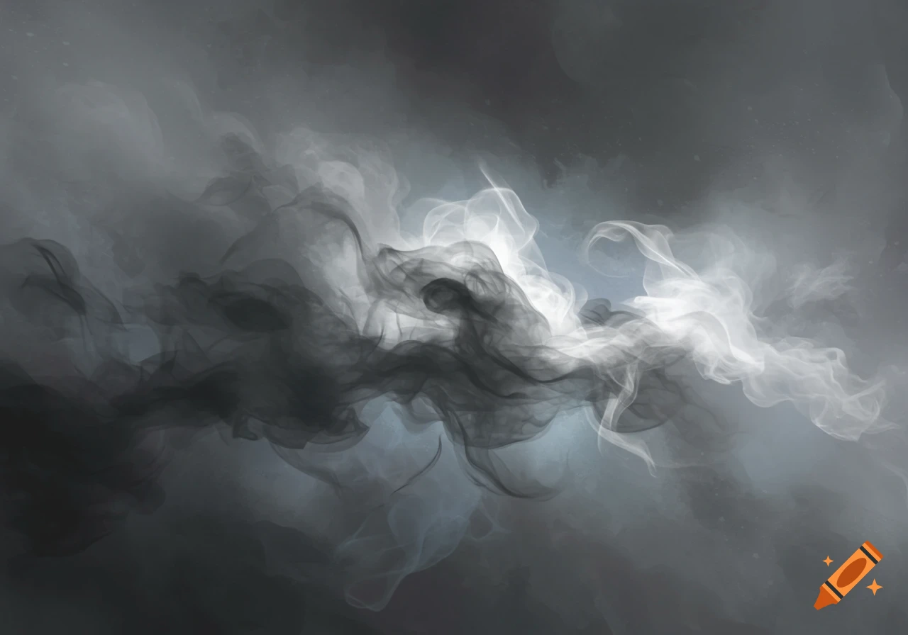 Abstract grey and white swirling smoke.